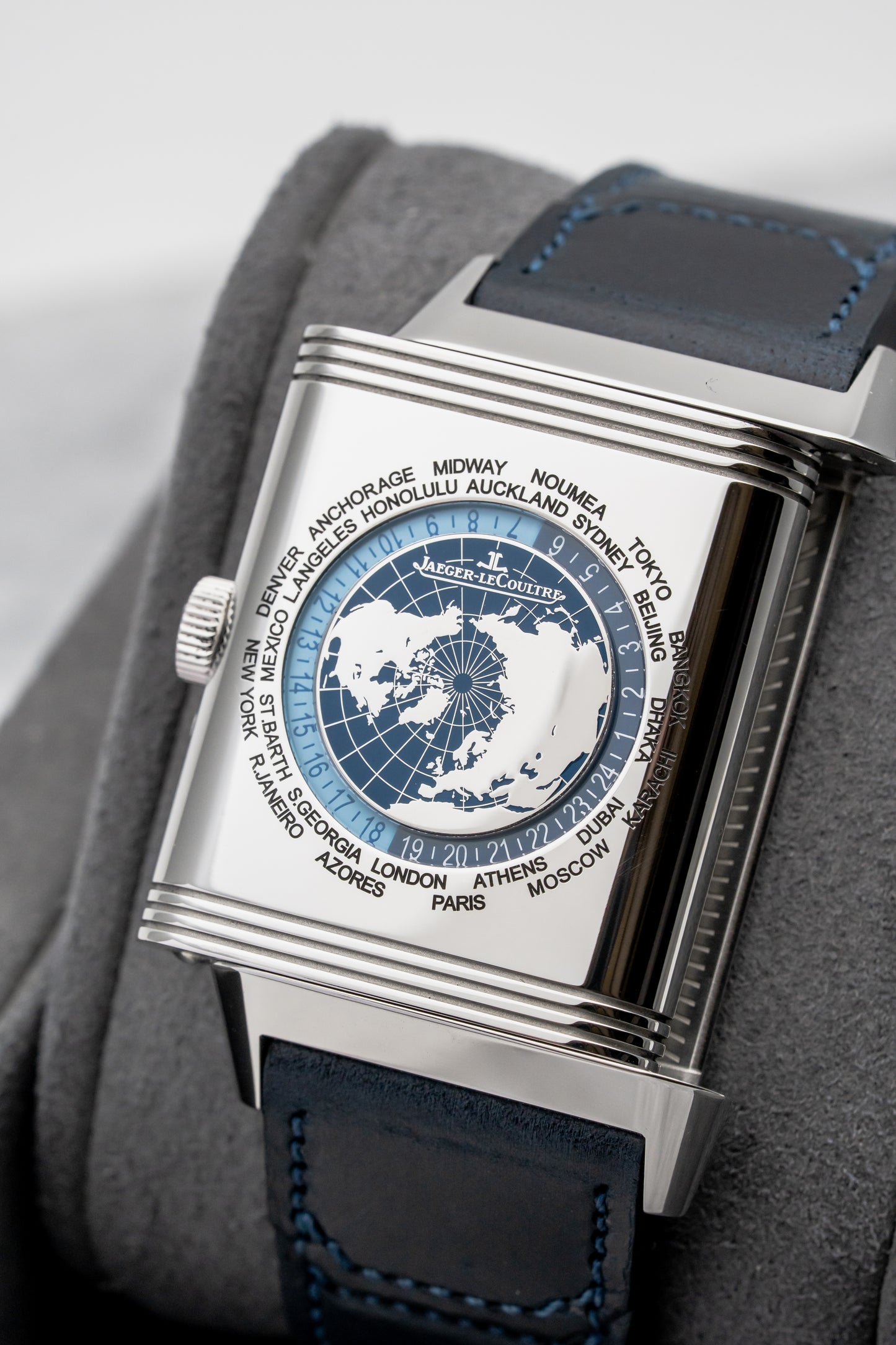Jaeger-LeCoultre Reverso Tribute Geographic Q714845J Stainless Steel, Blue Dial