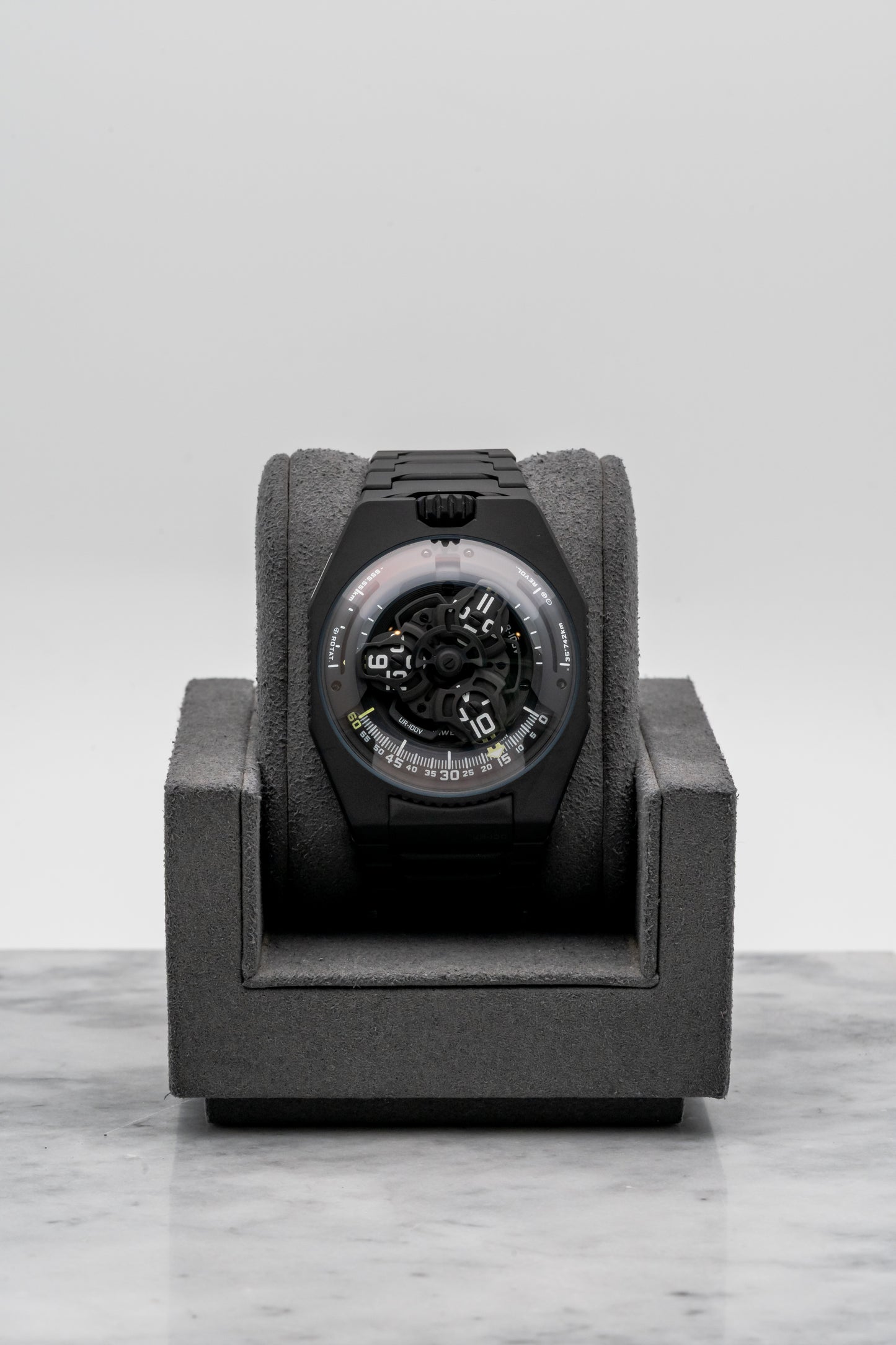 Urwerk UR-100V Full Black Titanium Jacket Skeleton Dial