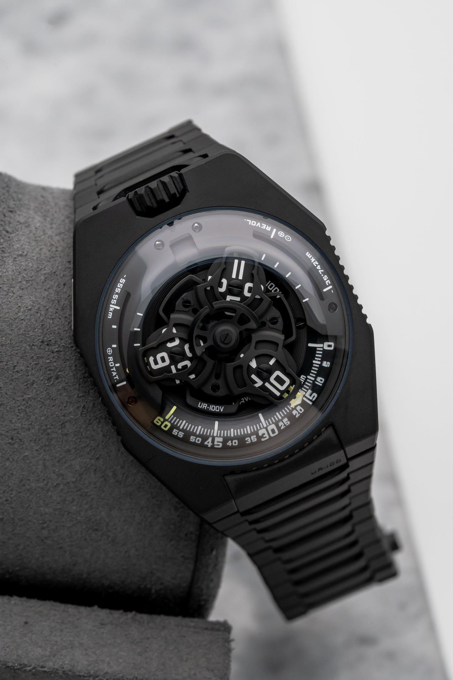 Urwerk UR-100V Full Black Titanium Jacket Skeleton Dial