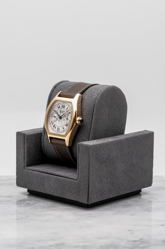 Cartier Tortue Monopusher Chronograph W1525751 2356E Silver Guilloché Dial