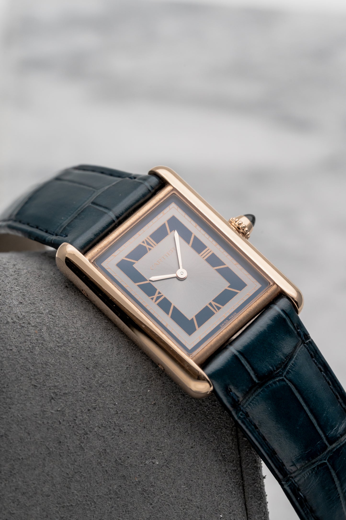 Cartier Tank Louis Cartier WGTA0058, Blue Dial, Rose Gold