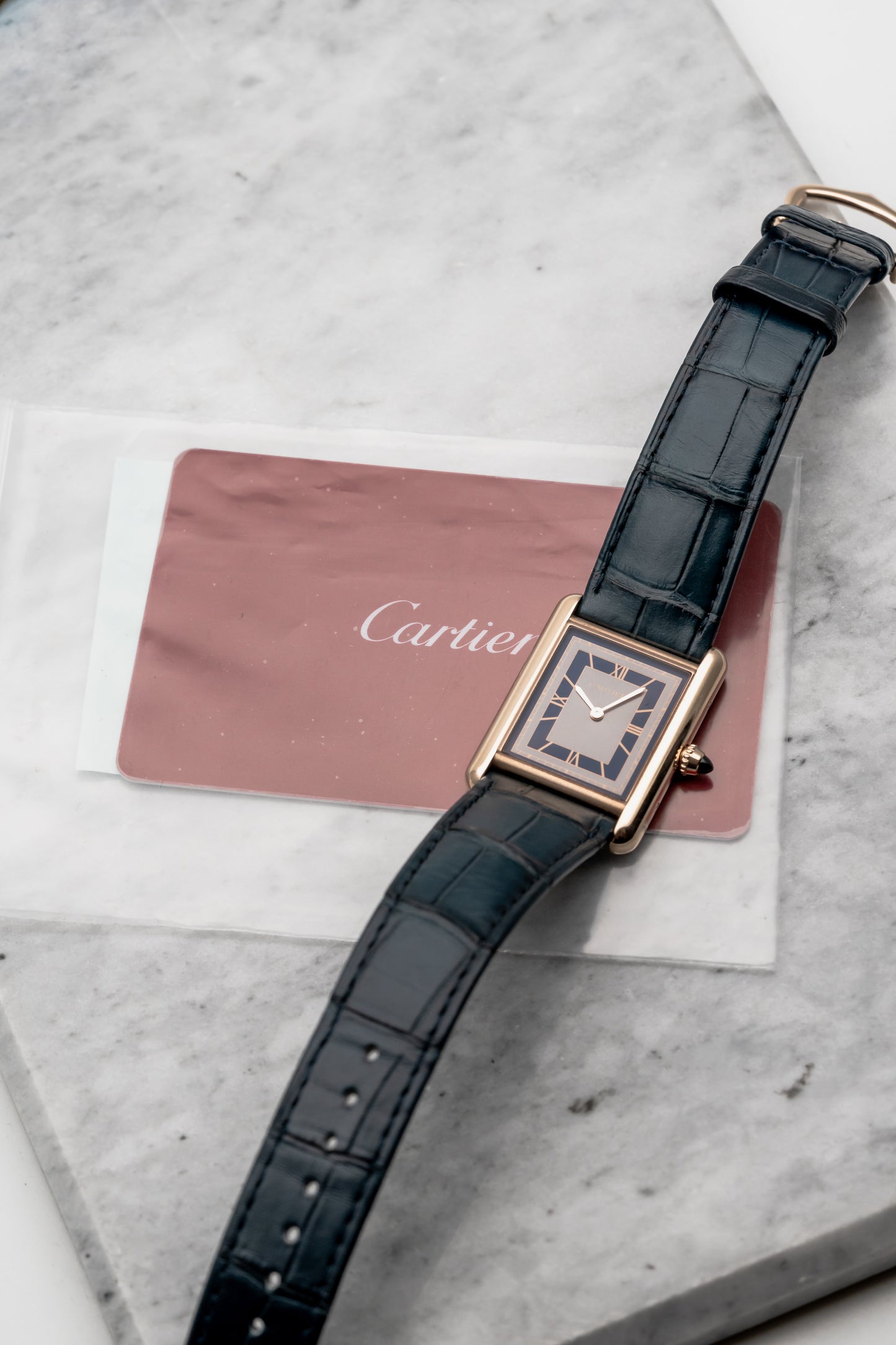 Cartier Tank Louis Cartier WGTA0058, Blue Dial, Rose Gold