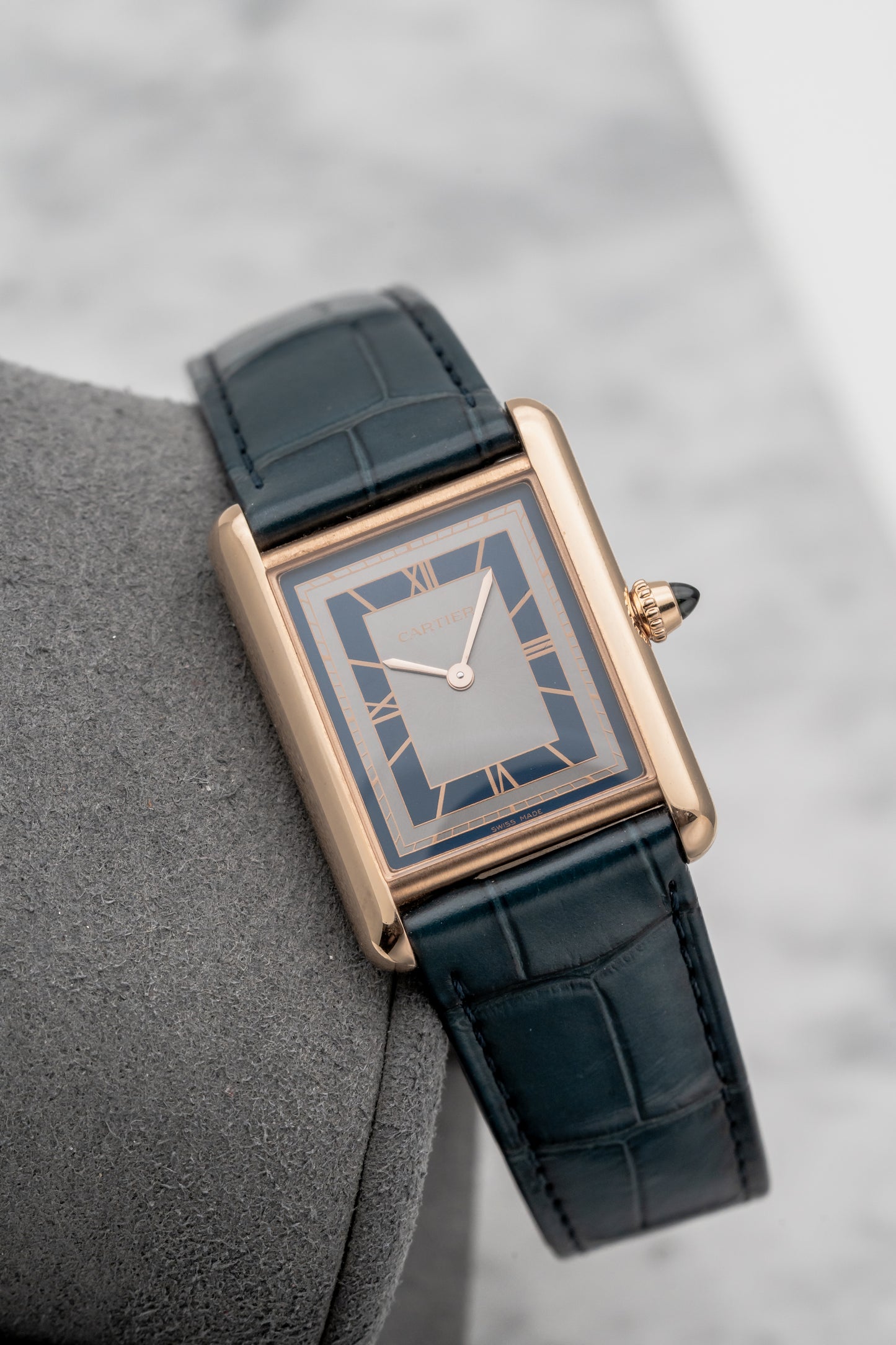 Cartier Tank Louis Cartier WGTA0058, Blue Dial, Rose Gold