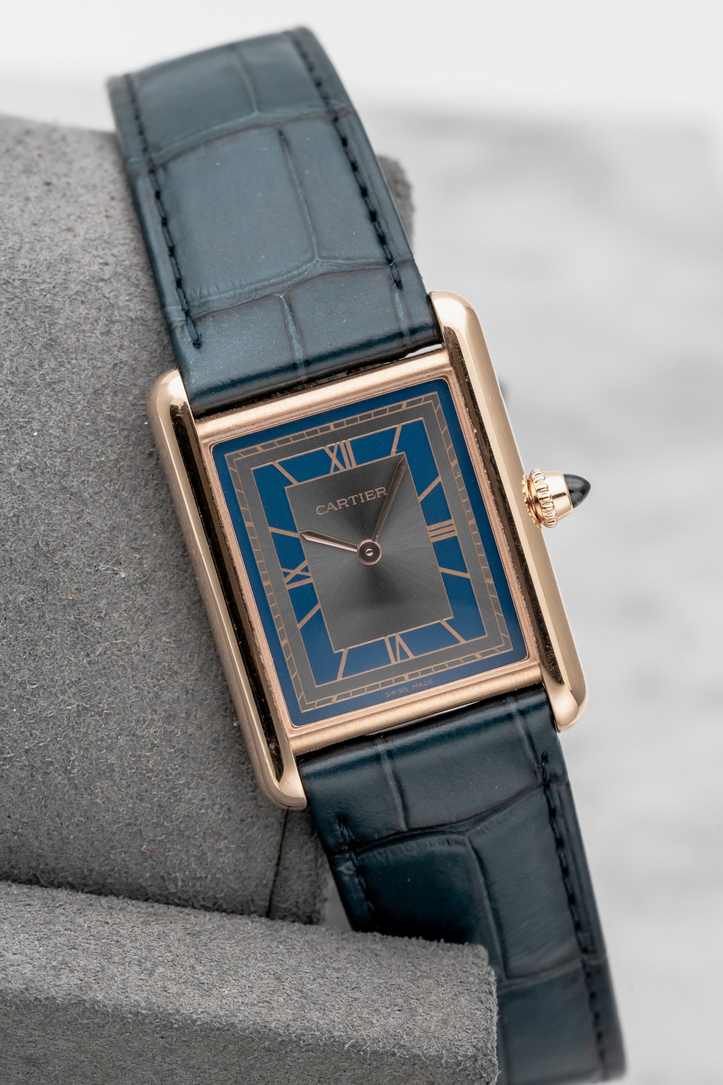 Cartier Tank Louis Cartier WGTA0058, Blue Dial, Rose Gold